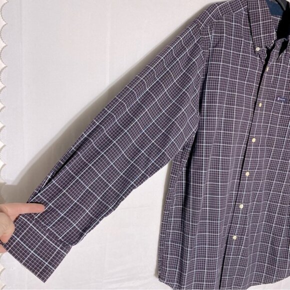 Chaps Purple Black White Plaid Long Sleeve Casual Button Up Shirt M - Picture 8 of 11